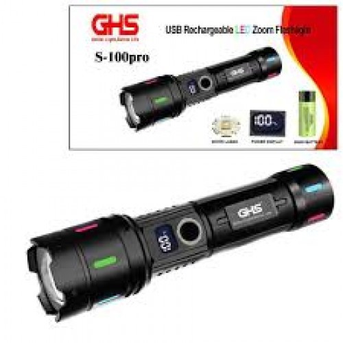 Usb Rechargeable LED Zoom Flashlight GHS S-100 Pro