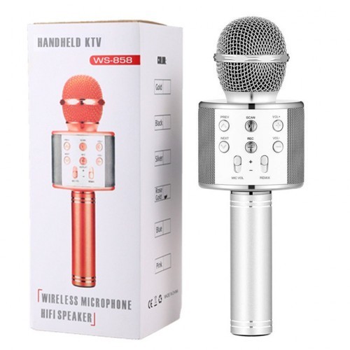 KTV- WS858 Wireless Karaoke Handheld Microphone USB Player Bluetooth Mic Speaker